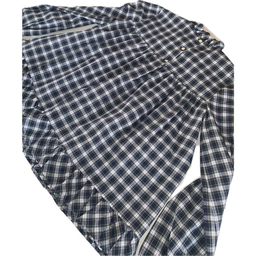Polo Ralph Lauren Girls Ruffled Babydoll Plaid Long Sleeve Peasant Blouse 16 - Picture 10 of 11